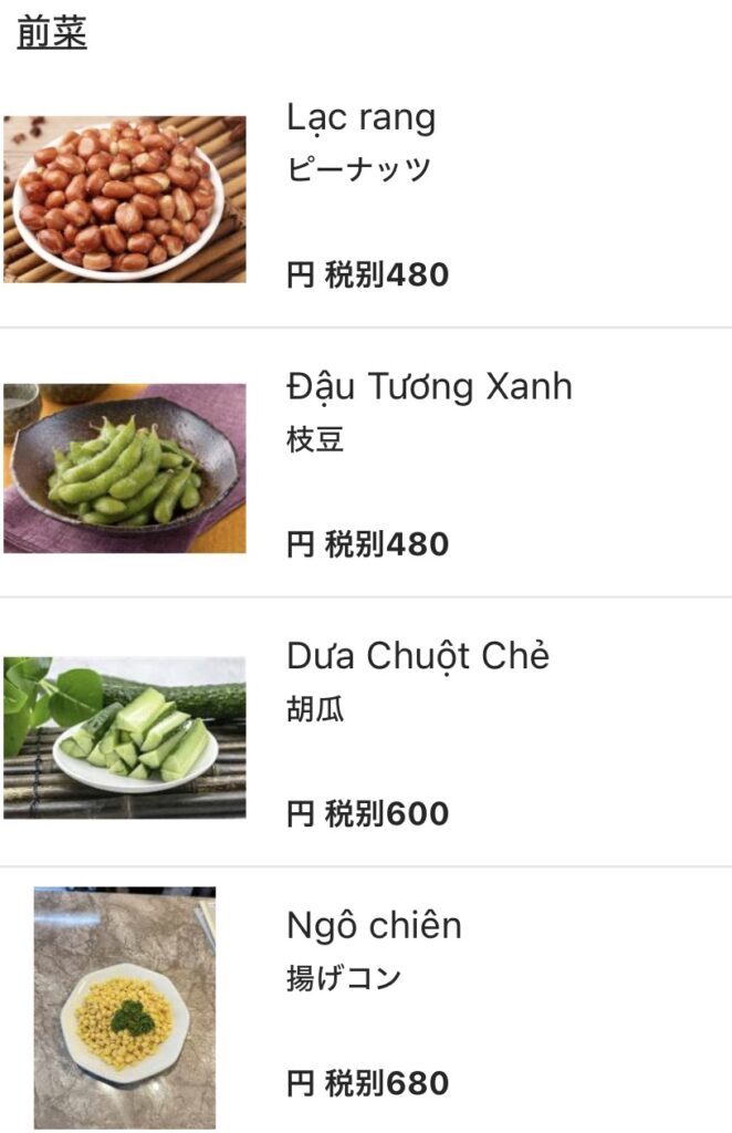 HI VIETNAM メニュー3