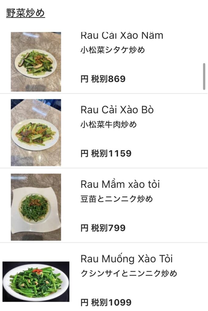 HI VIETNAM メニュー9